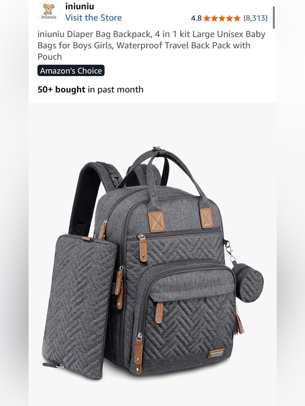 Diaper backpack